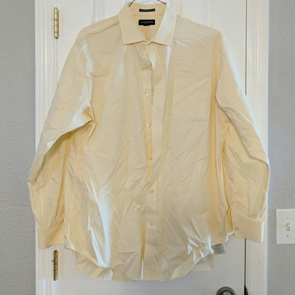 Land's End yellow button down work shirt